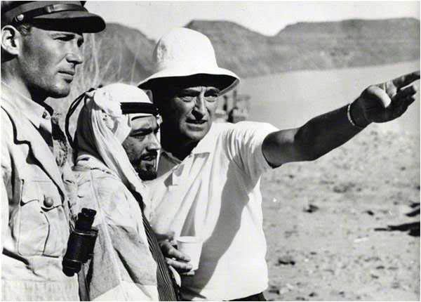 L-R: Peter O Toole, Zia Mohyeddin, David Lean shooting Lawrence of Arabia